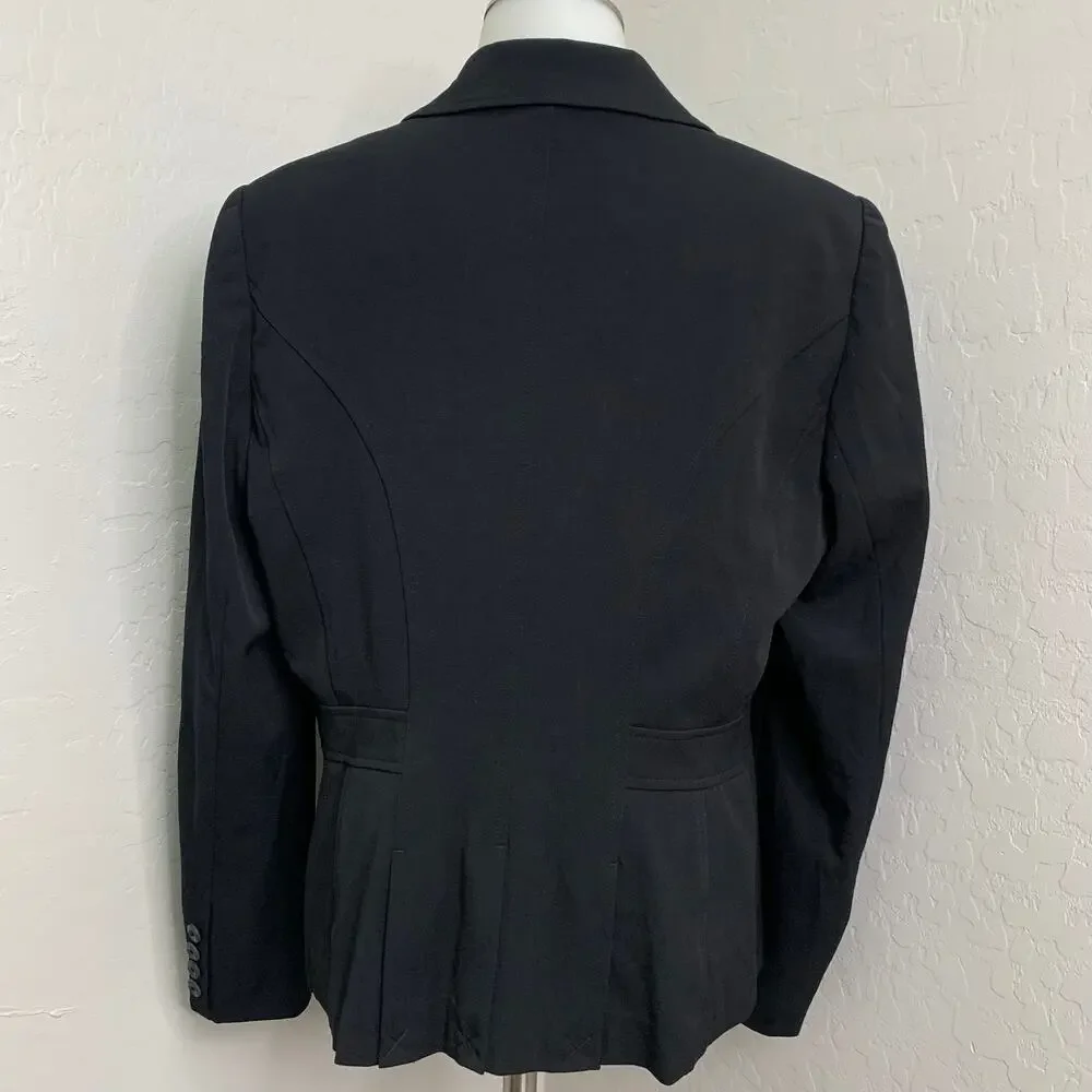 Apt 9 Womens 14 Stretch Black Blazer Button Front Basic Jacket Suit Work Coat